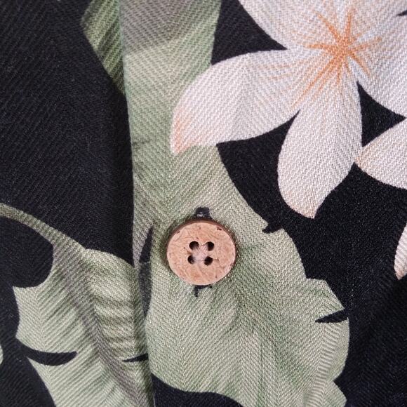 Jamaica Jaxx Silk Hawaiian Shirt Mens XL Black Palm Floral Tropical Resort Beach - Picture 7 of 12